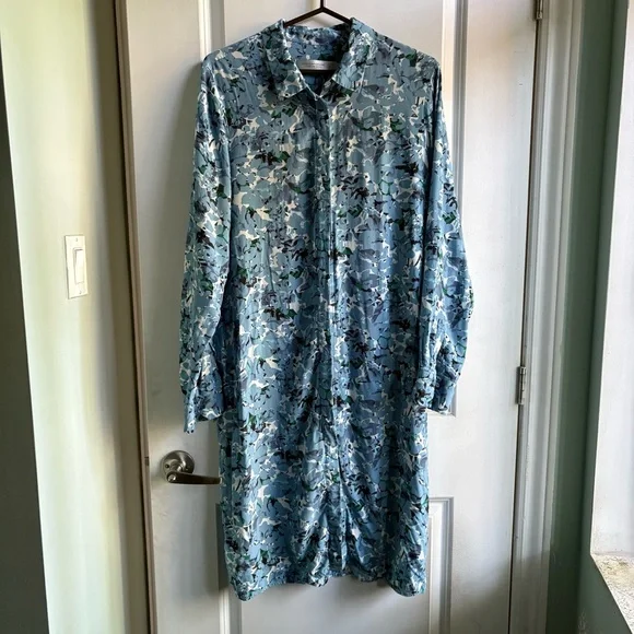 Simons Blue Floral Long Sleeve Dress - Picture 1 of 6